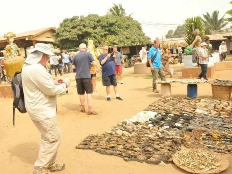 Touristes au marché des fétiches